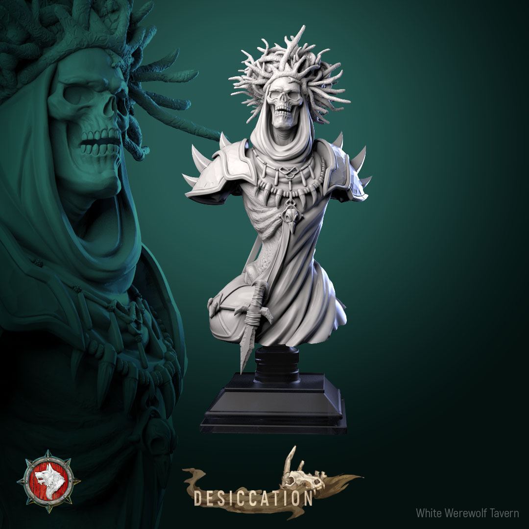 Dry Lich bust pre-supported